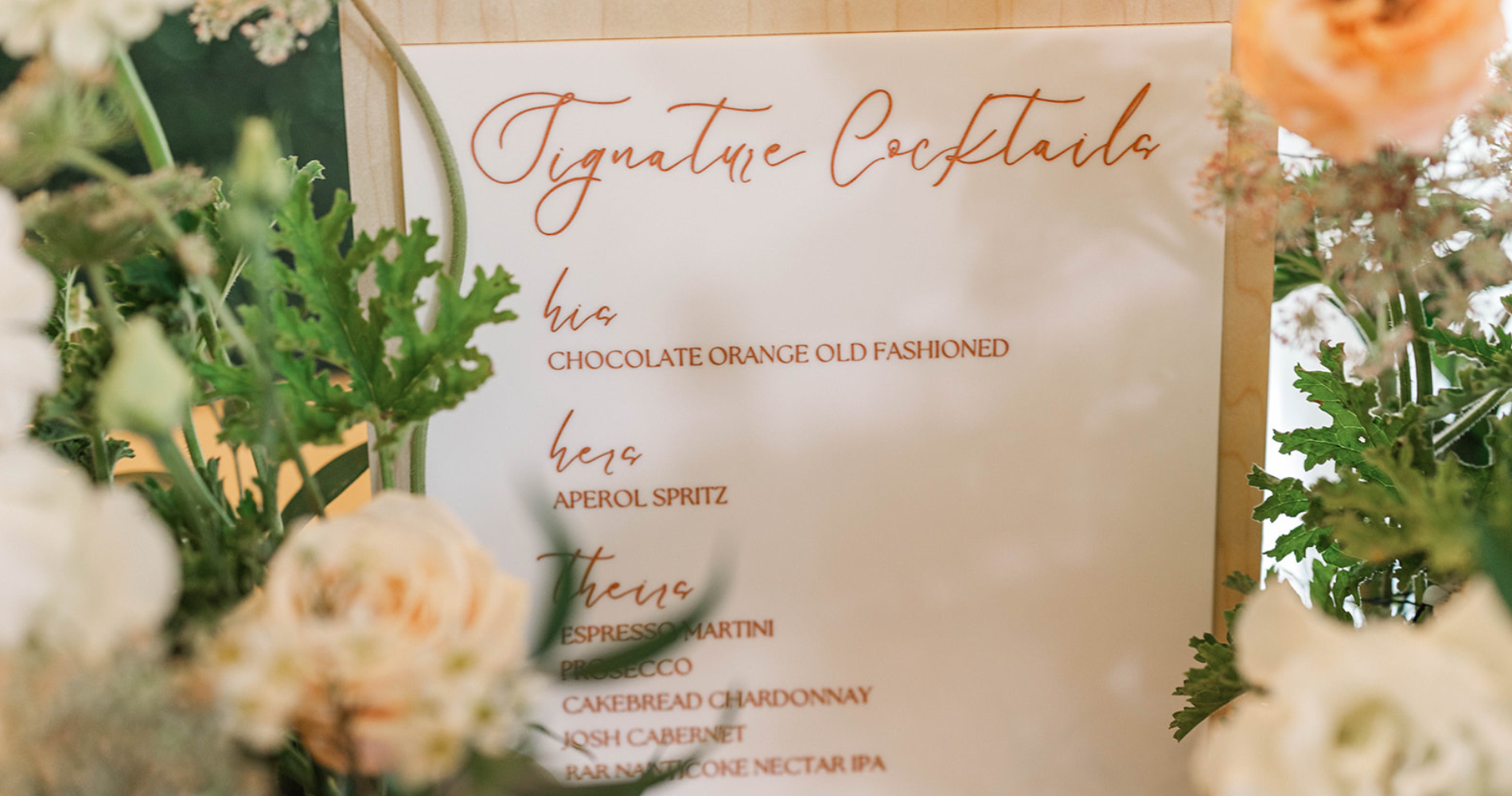 Signature cocktails menu